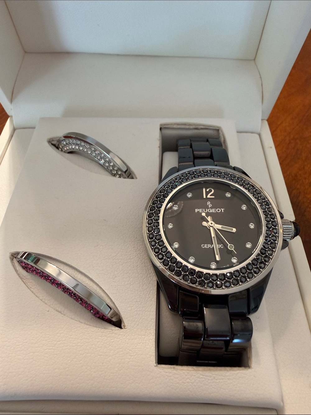 Peugeot black ceramic watch